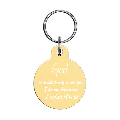 GOD IS WATCHING OVER YOU Engraved Key Chain